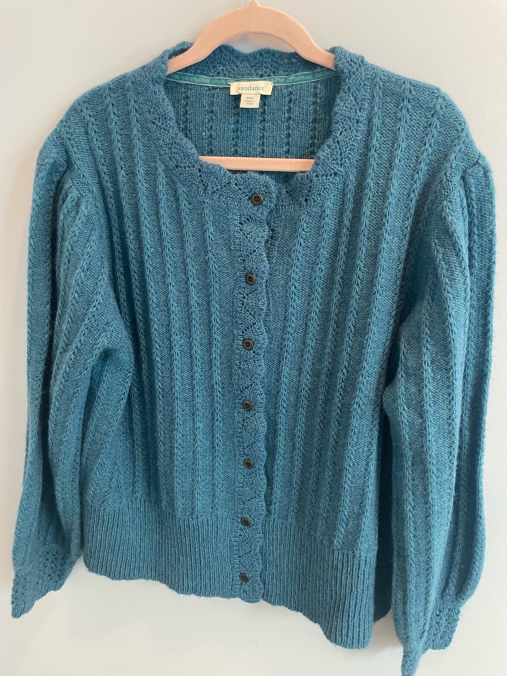 Sundance Teal Cable-Knit Button-Up Women's Sweater
